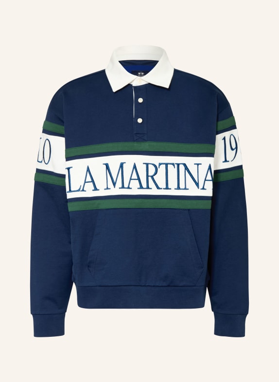 LA MARTINA rugbyové tričko TMAVĚ MODRÁ / BÍLÁ