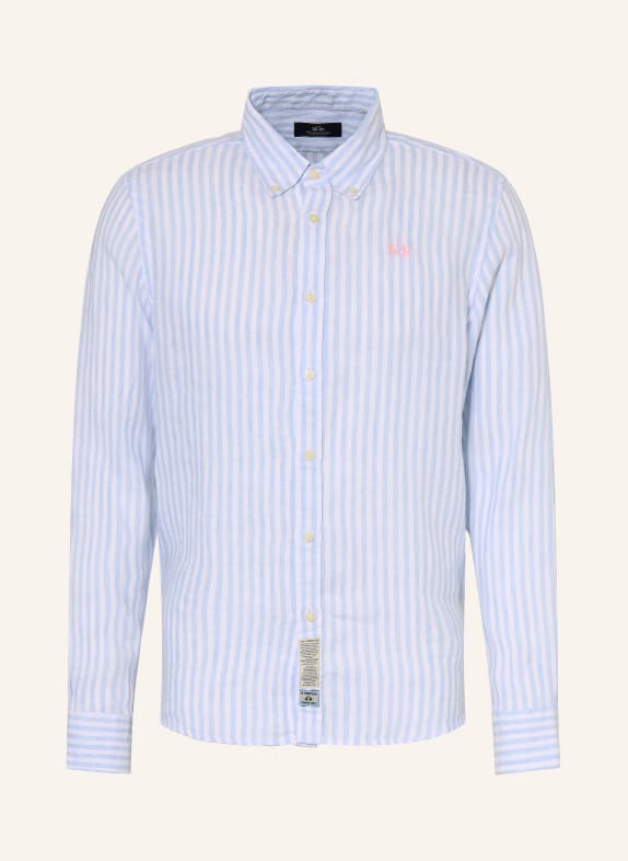 LA MARTINA Chemise en lin coupe classique BLEU CLAIR / BLANC