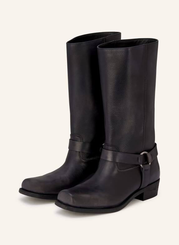 GOLDEN GOOSE Biker Boots SCHWARZ / SILBER
