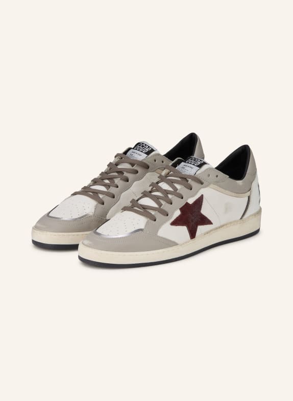 GOLDEN GOOSE Sneaker BALL STAR GRAU / DUNKELROT / WEISS