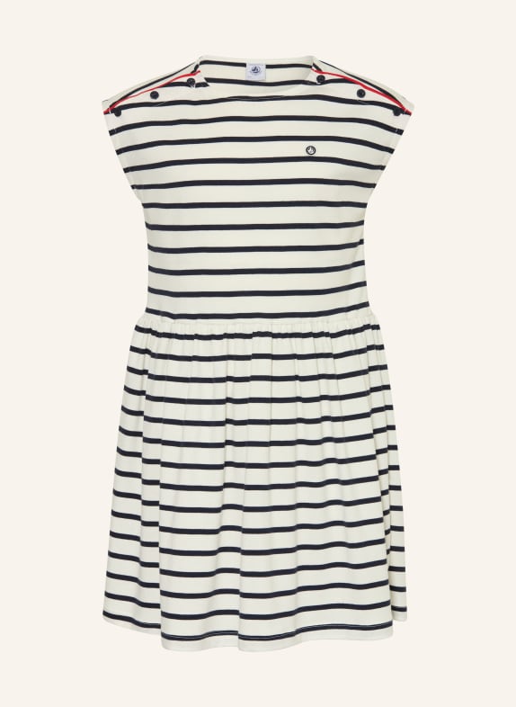 PETIT BATEAU Jerseykleid WEISS / DUNKELBLAU