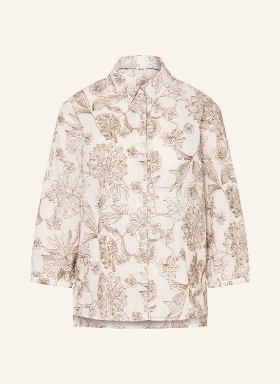 BRAX VICKI shirt blouse with 3/4 sleeves BROWN / ECRU