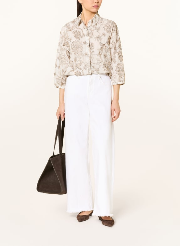 BRAX Overhemdblouse VICKI met 3/4-mouwen BRUIN / ECRU