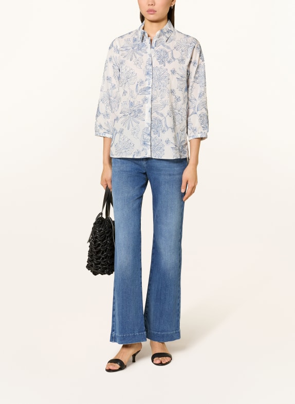 BRAX Overhemdblouse VICKI met 3/4-mouwen BLAUW / ECRU