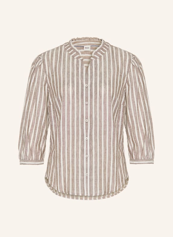 BRAX Bluse VIOLET mit Leinen und Glitzergarn DUNKELBRAUN / WEISS