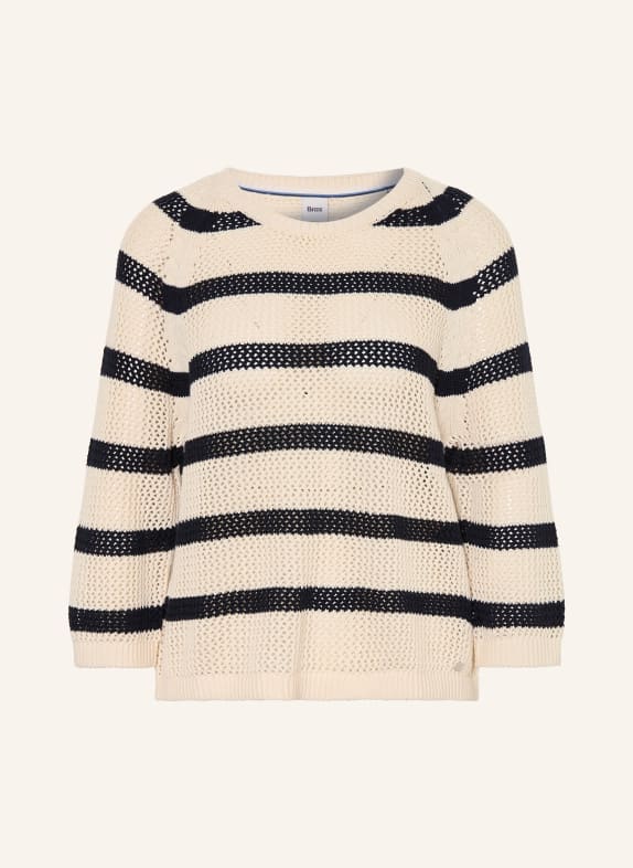 BRAX Svetr NALA s 3/4 rukávem TMAVĚ MODRÁ / KRÉMOVÁ