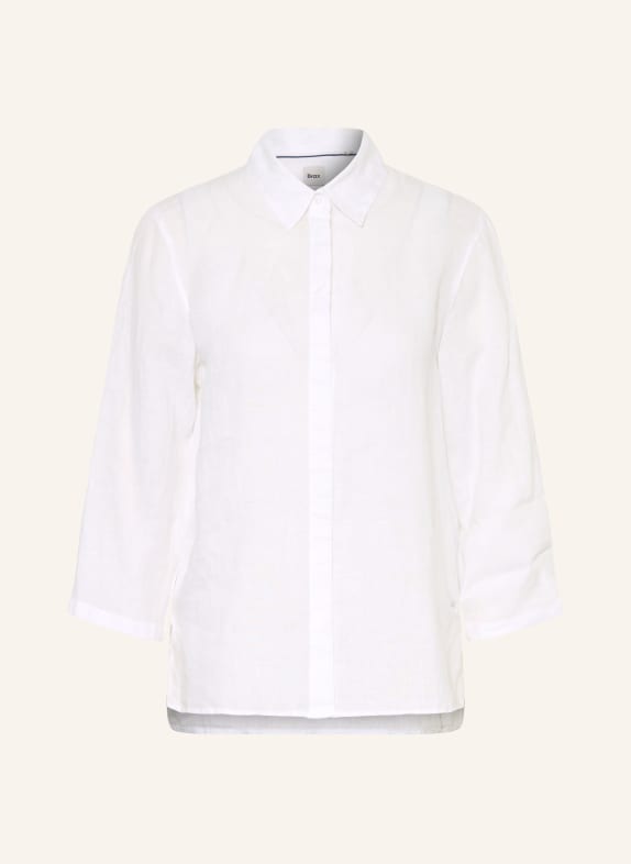 BRAX VICKI linen shirt blouse with 3/4 sleeves WHITE