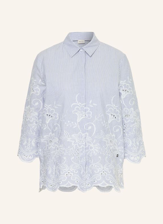 BRAX Košile VICKI s krajkou a 3/4 rukávy MODRÁ / BÍLÁ