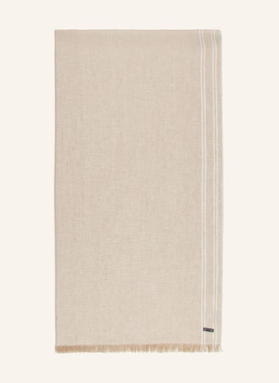 BOSS Schal OSCAAR mit Leinen HELLBRAUN / CREME