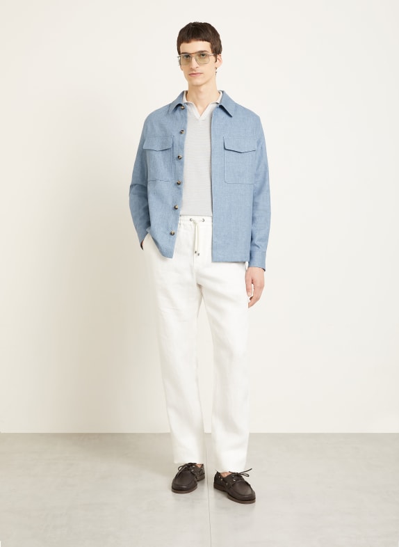 AGNONA Overjacket van linnen in jeanslook LICHTBLAUW