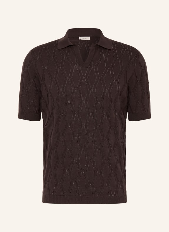 AGNONA Knitted polo shirt with silk DARK BROWN
