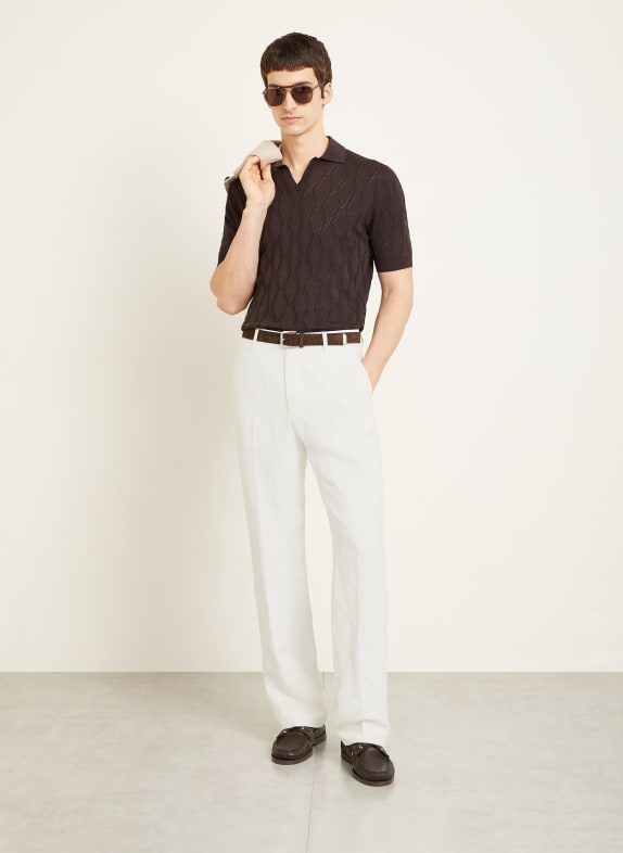 AGNONA Gebreid poloshirt met zijde MARRON FONCÉ