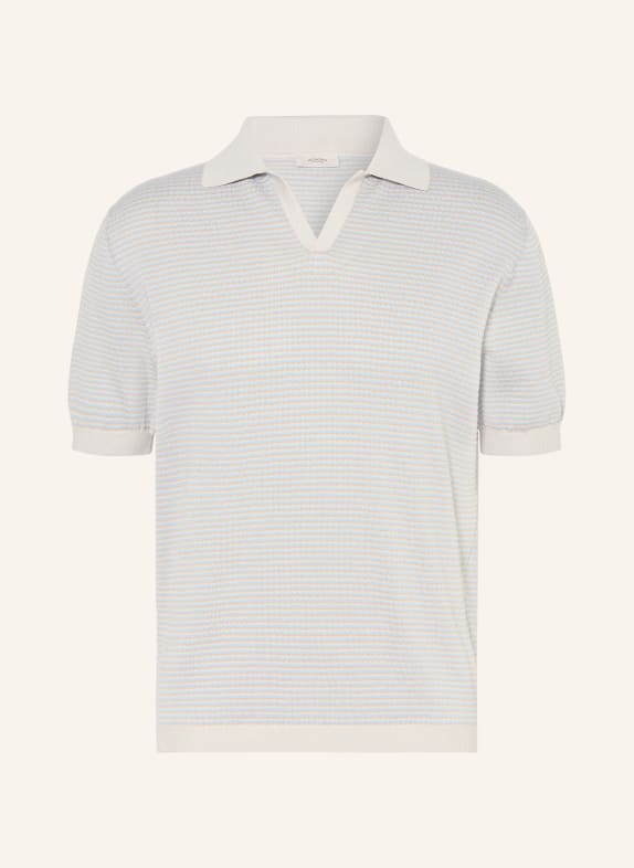 AGNONA Knitted polo shirt with linen LIGHT GRAY / LIGHT BLUE