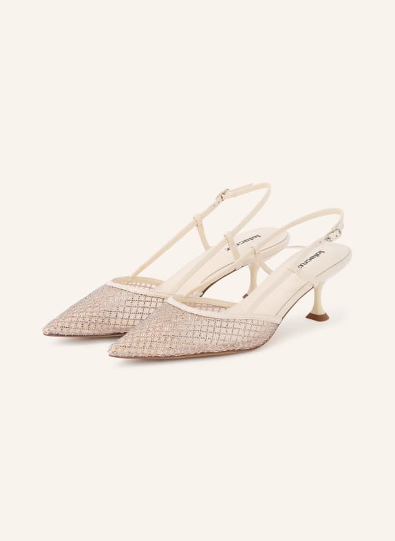 Lola Cruz Slingpumps RUBY 55 mit Schmucksteinen ECRU / SILBER