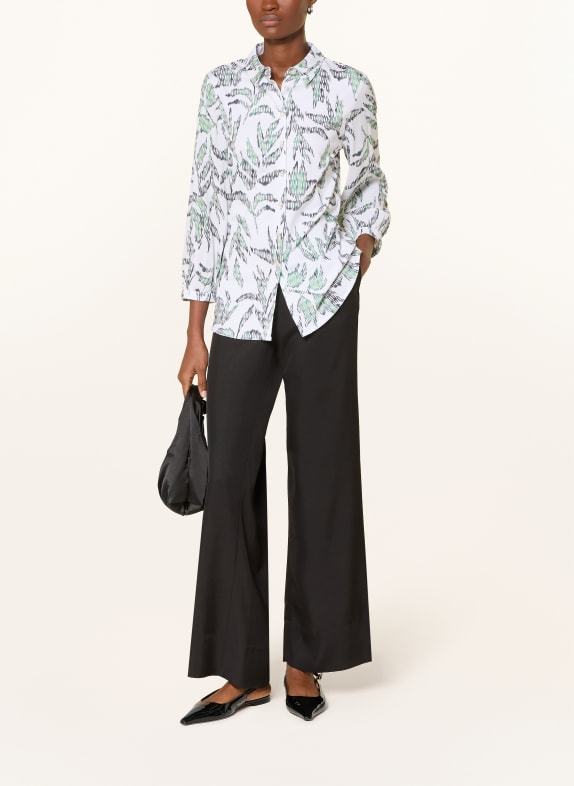 DESOTO Overhemdblouse PIA van gemengde stoffen met 3/4-mouwen CRÈME / GROEN / ZWART
