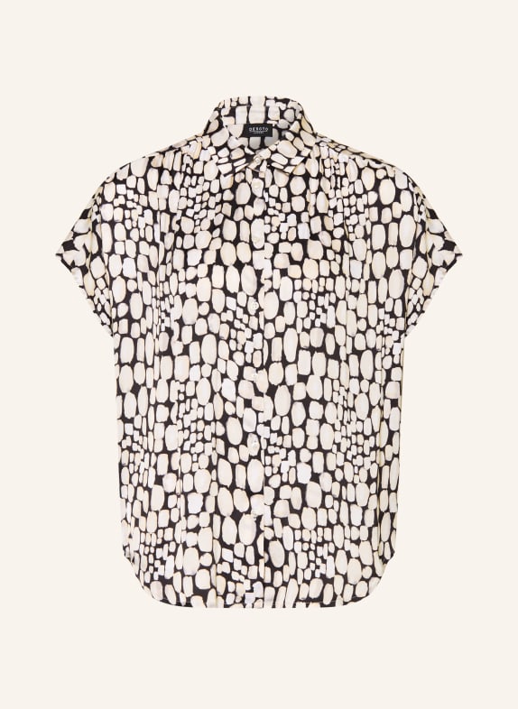 DESOTO Košile FLORINE ze saténu BÉŽOVÁ / ČERNÁ