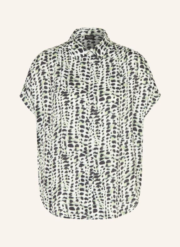 DESOTO Košile FLORINE ze saténu ZELENÁ / BÍLÁ / ČERNÁ