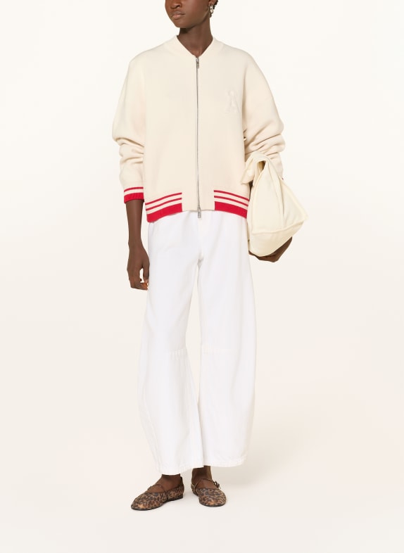 ARMEDANGELS Strickblouson BEIGE / ROT