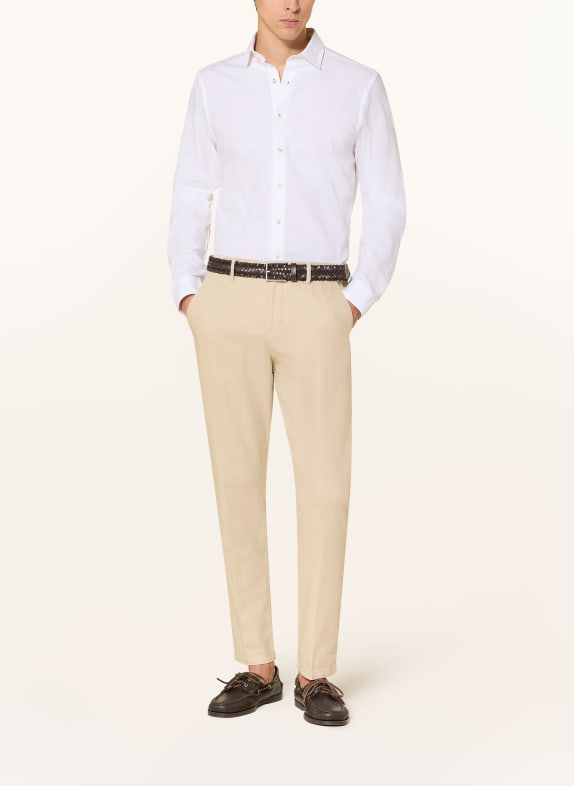 ROY ROBSON Slim fit overhemd met linnen WIT