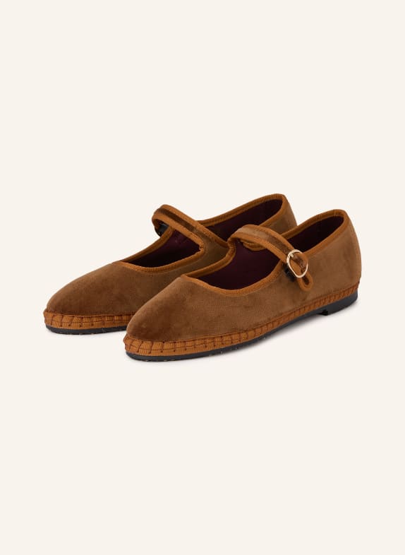 FLABELUS Mary Jane ballerina flats YOKI BROWN