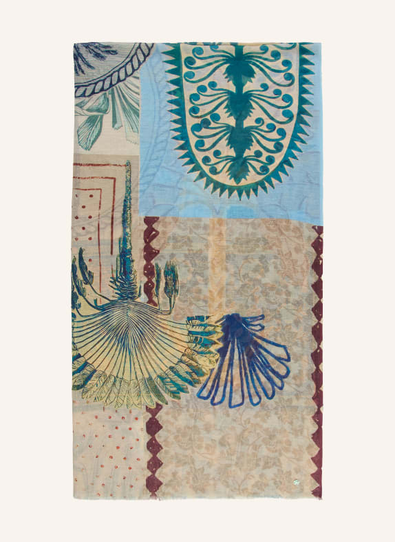 CODELLO écharpe BEIGE / ROUGE FONCÉ / BLEU PÉTROLE