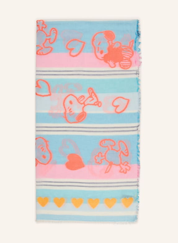 CODELLO jacquard scarf LIGHT BLUE / BLUE GRAY / ORANGE