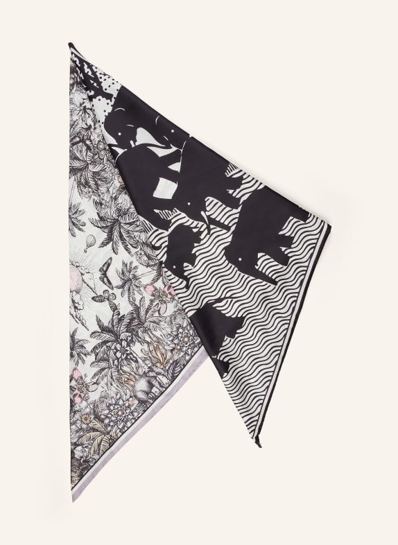 CODELLO Silk triangular scarf WHITE / PINK / BLACK