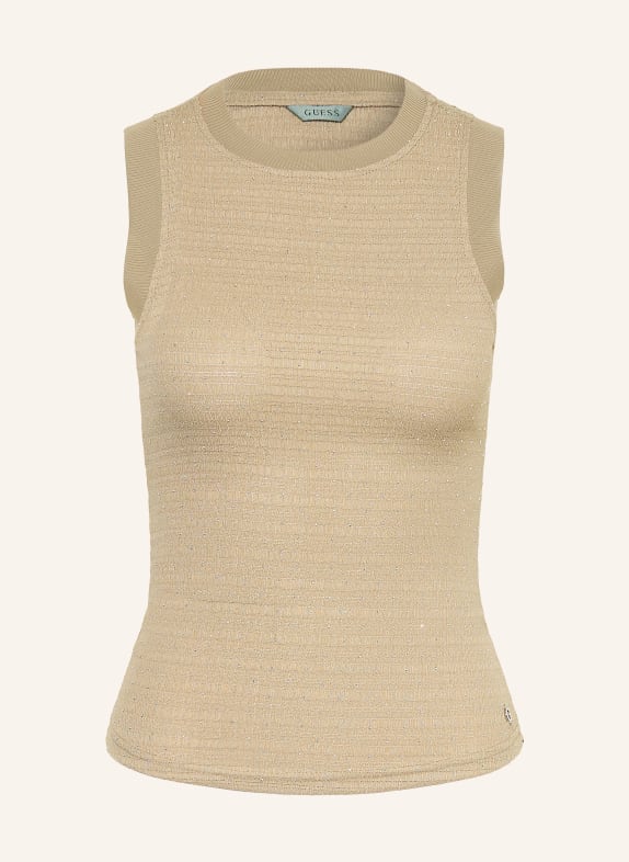 GUESS Top FRANCINE avec pierres décoratives BEIGE