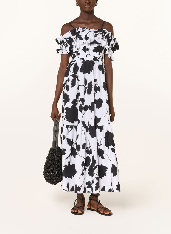 MARYAN MEHLHORN Plážové šaty FLORASCAPE s volánky BÍLÁ / ČERNÁ