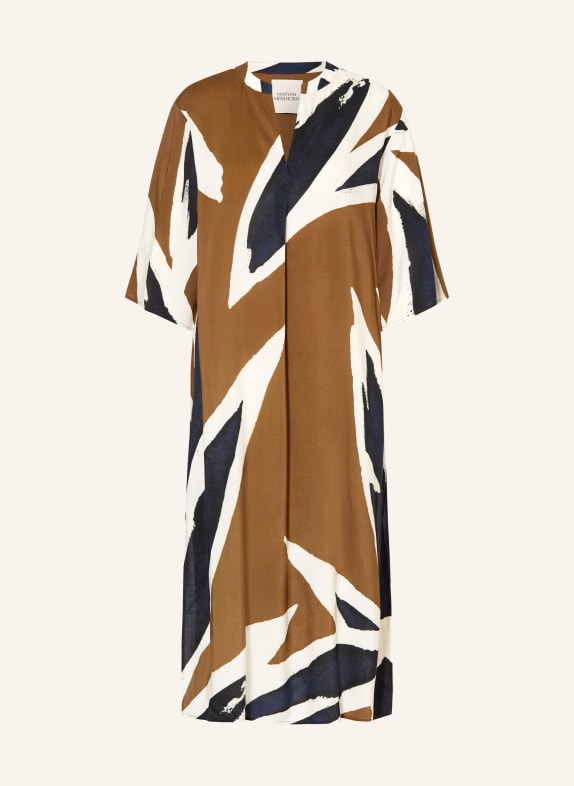 MARYAN MEHLHORN Plážové šaty NOMADE s 3/4 rukávem HNĚDÁ / BÍLÁ / ČERNÁ