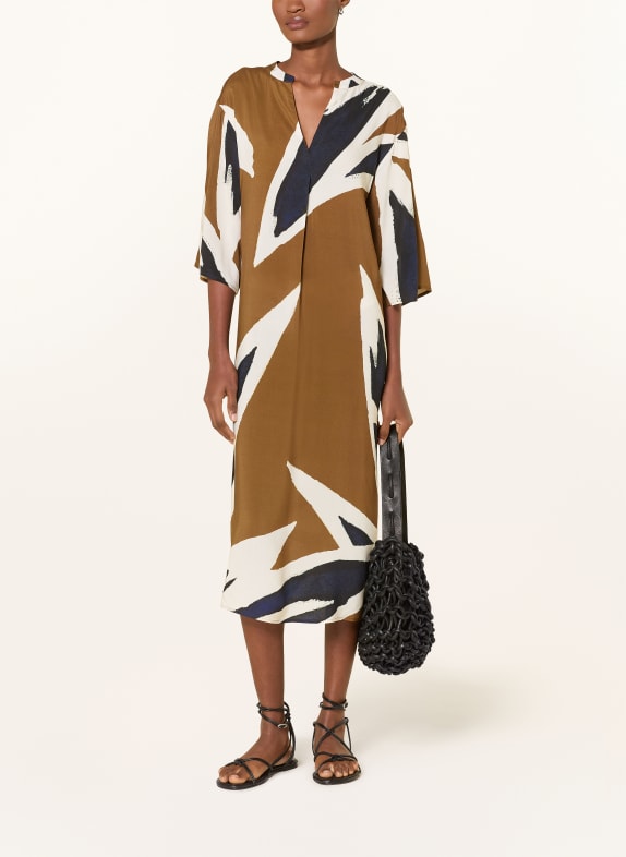 MARYAN MEHLHORN Plážové šaty NOMADE s 3/4 rukávem HNĚDÁ / BÍLÁ / ČERNÁ
