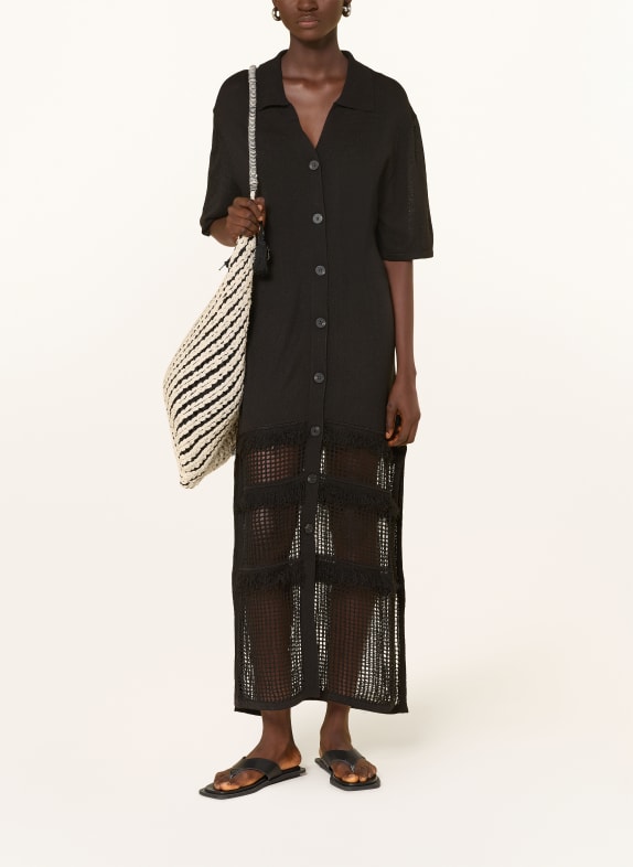 MARYAN MEHLHORN Plážové šaty s krajkou ČERNÁ