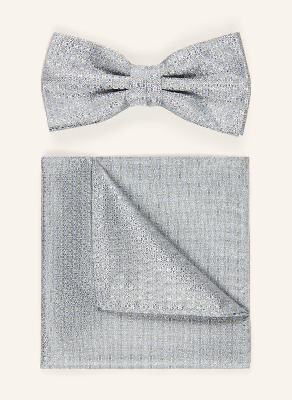 Prince BOWTIE Set: Fliege und Einstecktuch KHAKI / HELLBLAU