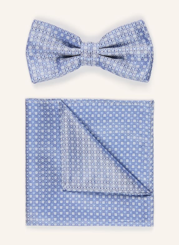 Prince BOWTIE Set: Fliege und Einstecktuch BLAU / HELLBLAU