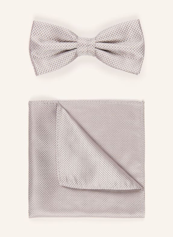 Prince BOWTIE Set: Fliege und Einstecktuch TAUPE / CREME