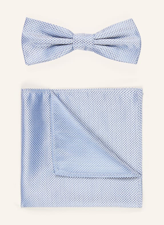 Prince BOWTIE Set: Fliege und Einstecktuch HELLBLAU / BLAU