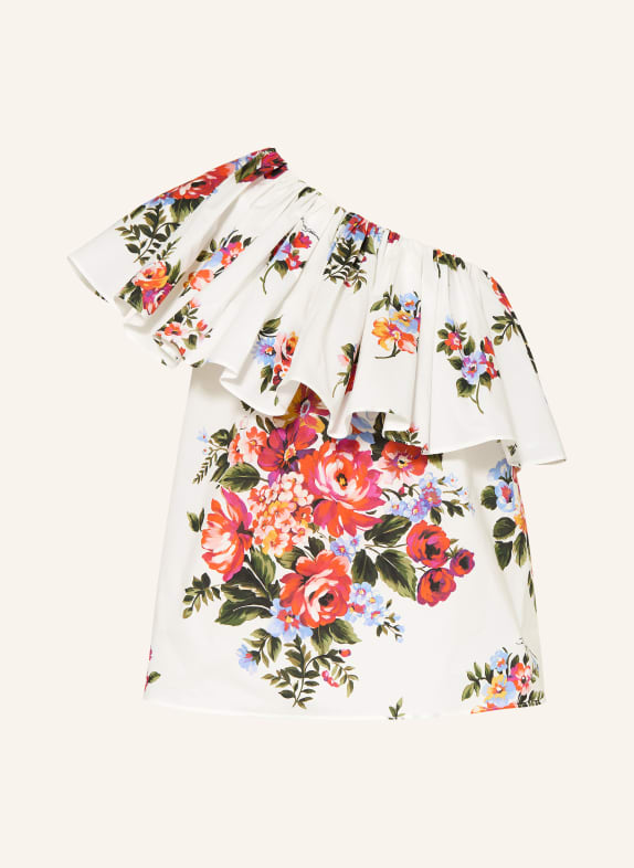 DOLCE & GABBANA Blusentop mit Volants ECRU / ROT / GRÜN