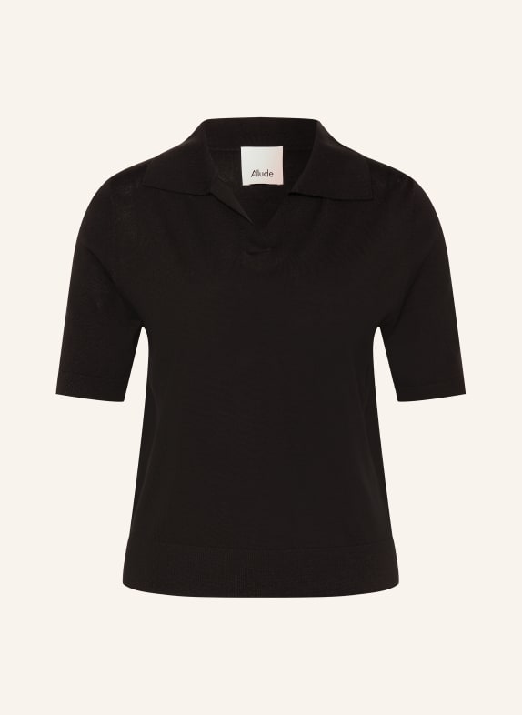 ALLUDE Pletené polo tričko ČERNÁ