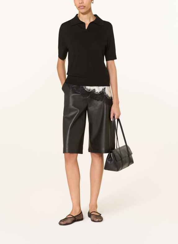 ALLUDE Tricou polo din tricot NEGRU