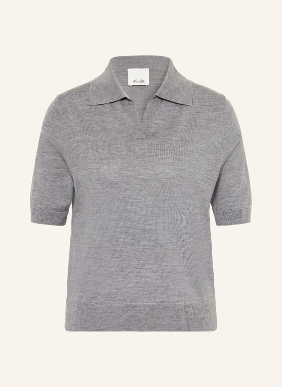 ALLUDE Pletené polo tričko ŠEDÁ