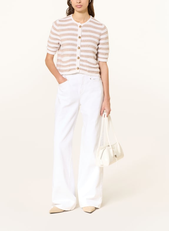 ALLUDE Strikjakke med kashmir HVID / BEIGE