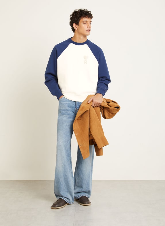 AMI PARIS sweatshirt CRÈME / DONKERBLAUW