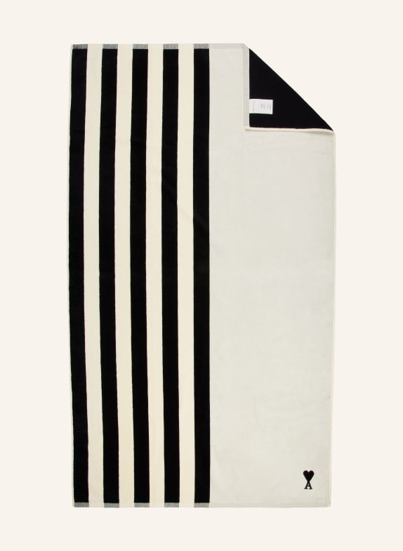 AMI PARIS Serviette de douche LITTLE AMI DE COEUR NOIR / BLANC