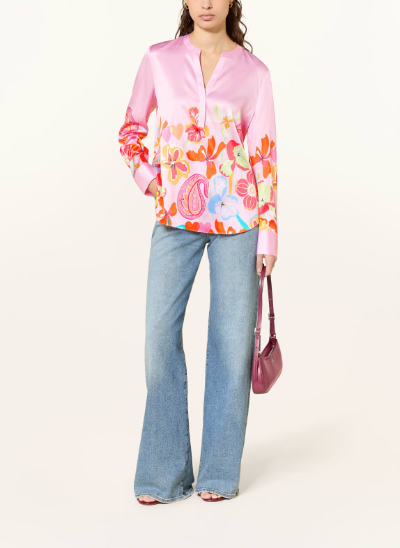 HERZENS Zijden blouse ROZE / ORANJE / GEEL