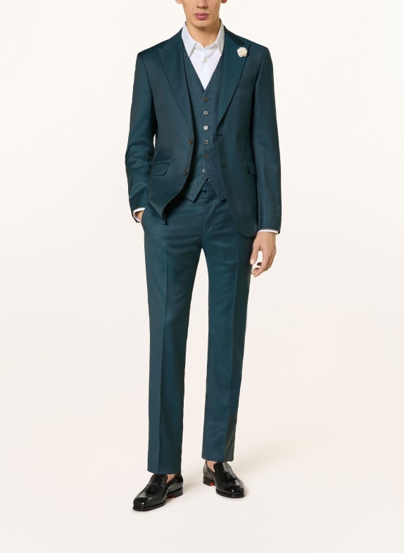 dark green dress vest Dark Green Sleeveless Suit Vest | Black Pockets Accents main image 1