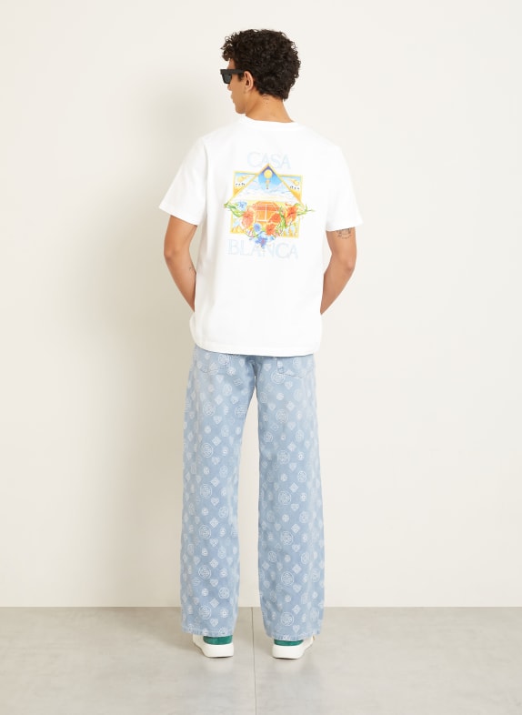 Casablanca T-shirt WIT / ORANJE / LICHTBLAUW