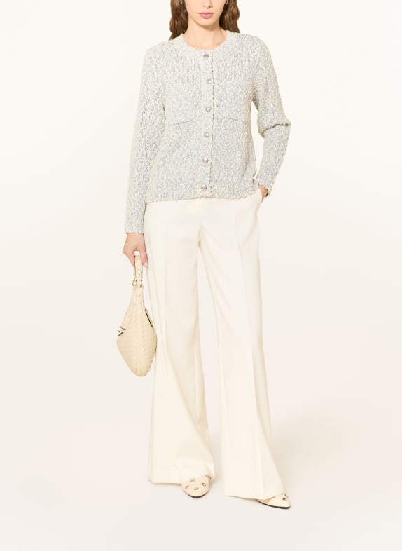 REPEAT Vest met pailletten LICHTBLAUW / WIT