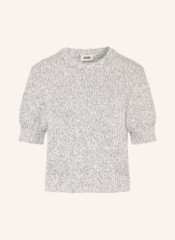 DRYKORN Úpletové tričko SANIDY BÍLÁ / TMAVĚ ŠEDÁ