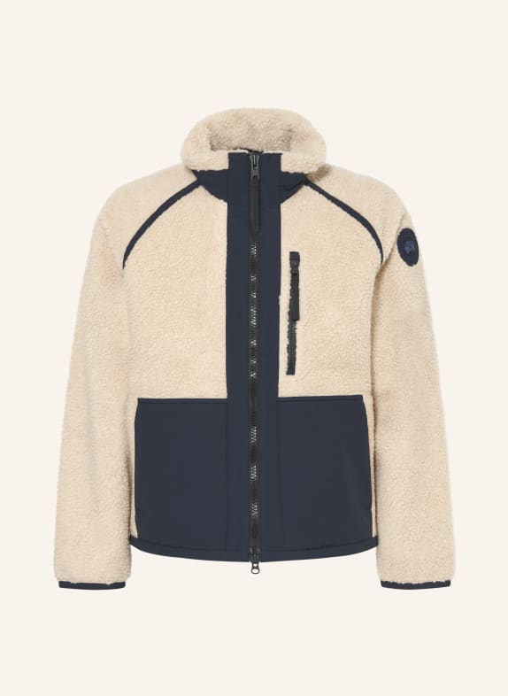 CANADA GOOSE Teddyfell-Jacke im Materialmix CREME / DUNKELBLAU