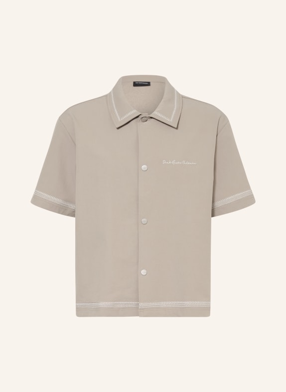 don't waste culture Chemise à manches courtes BENOKA Comfort Fit TAUPE / BLANC